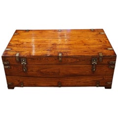 Antique British Victorian Iron Bound Military Chest, circa 1860