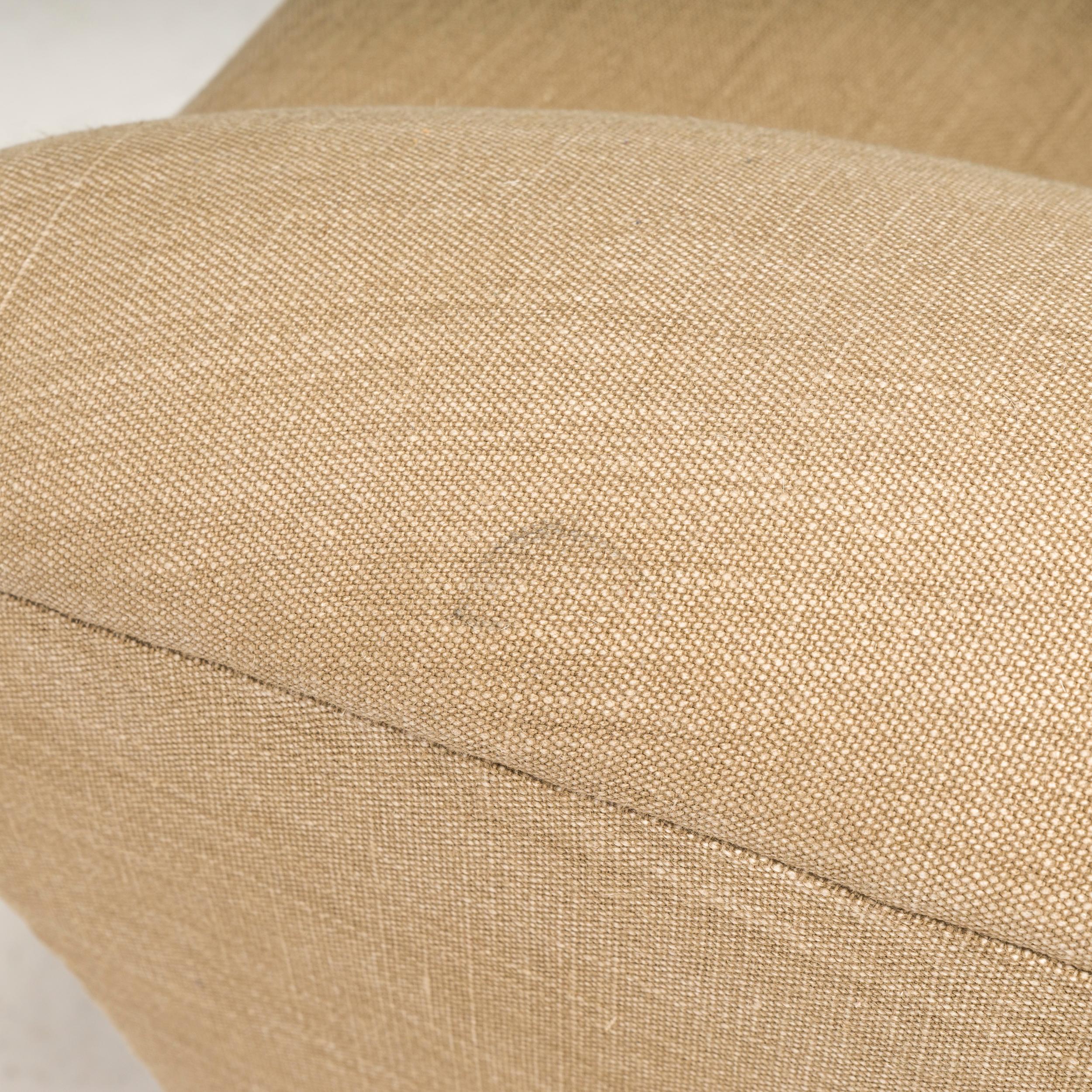 British Victorian Max Rollitt Dean Green Velvet and Beige Fabric Sofa 9