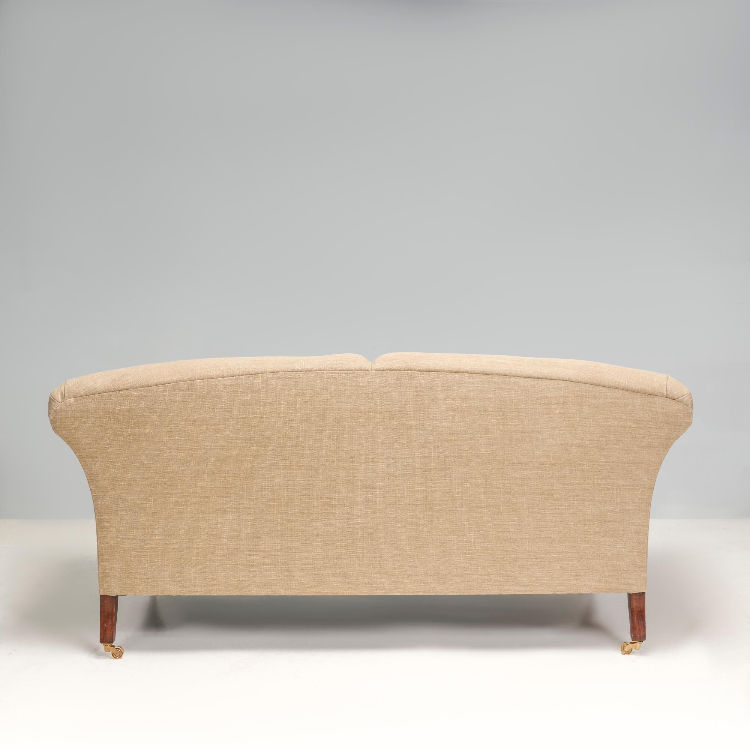 Contemporary British Victorian Max Rollitt Dean Green Velvet and Beige Fabric Sofa
