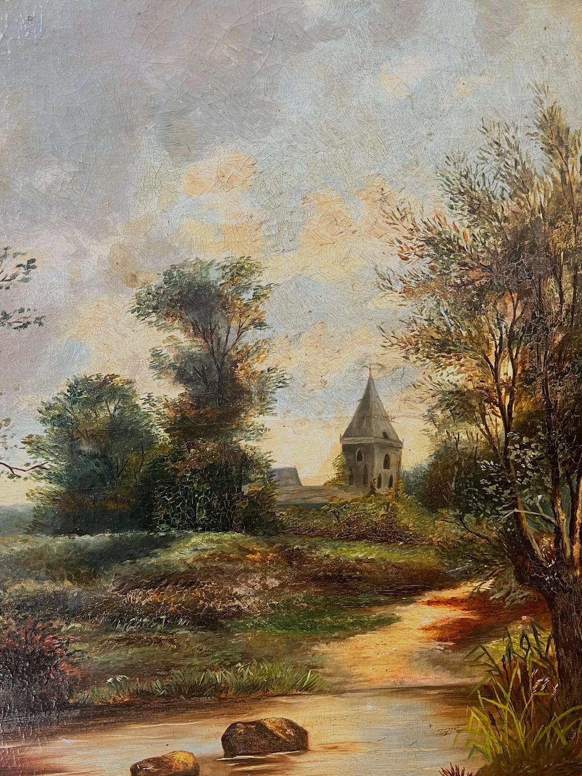 The Church in the Fields
British School, late 19th century
oil painting on canvas, framed
framed: 51.5 x 42 inches
canvas: 30 x 40 inches
provenance: private collection, England
condition: very good and sound condition; please note the frame has