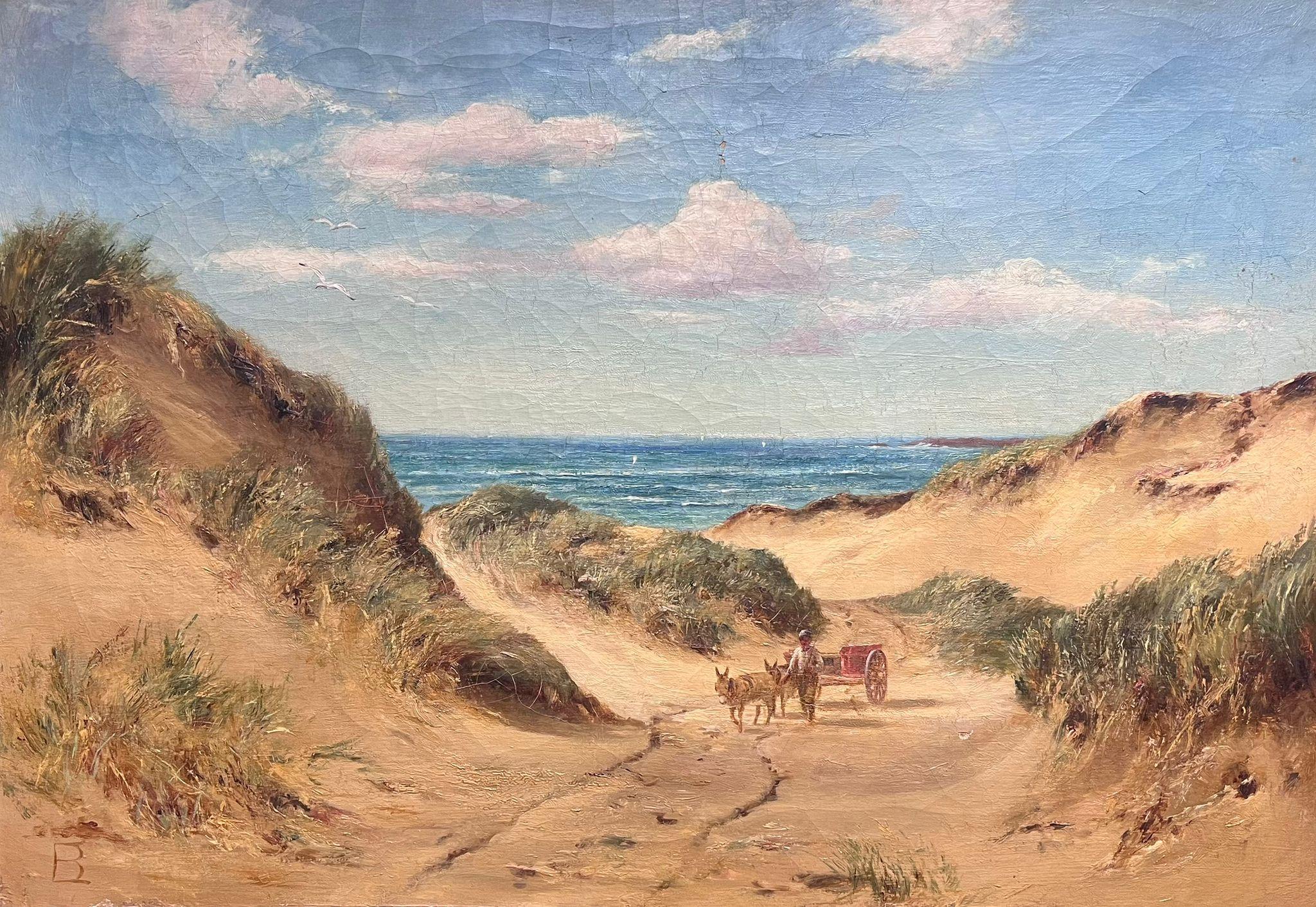 The Beach Cart
British artist, late 19th century
signed with monogram lower corner
oil on canvas, framed
framed: 30 x 41 inches
canvas: 25 x 36 inches
provenance: private collection, England
condition: overall good and sound condition, slight