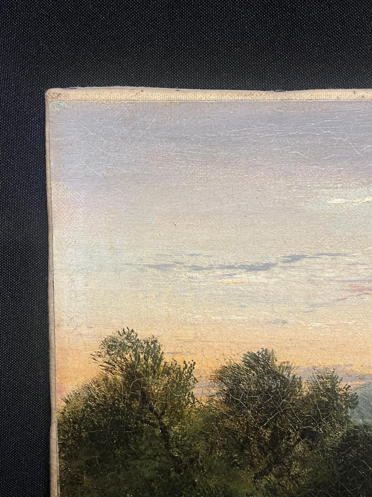 The Close of Day
British School, mid 19th century
oil on canvas, unframed
canvas: 10 x 14 inches
provenance: private collection, England with old receipt/ invoice paperwork. 
condition: very good and sound condition 