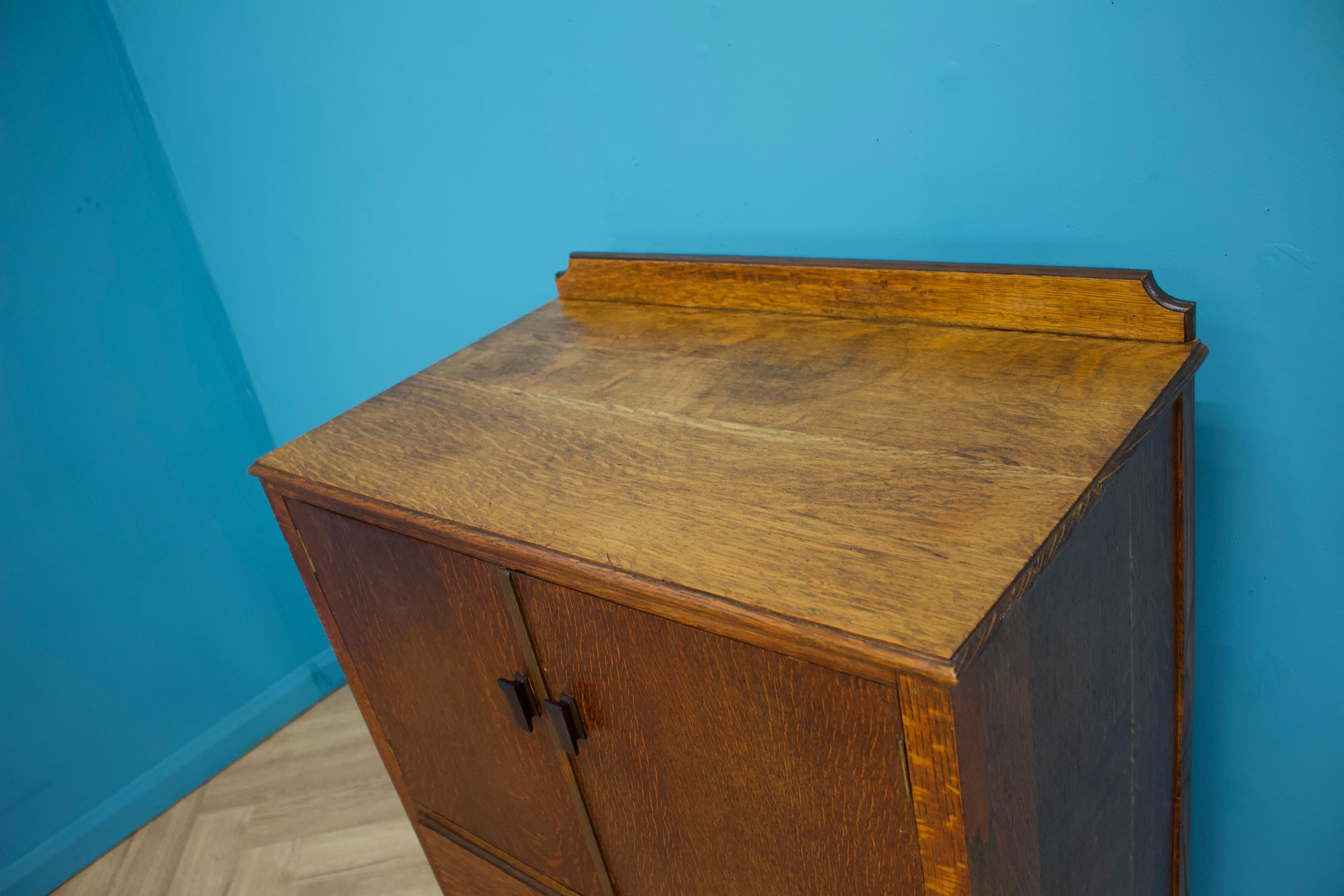 British Vintage Art Deco Oak Tallboy, 1930s 3