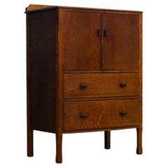 British Vintage Art Deco Oak Tallboy, 1930s