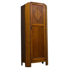 British Vintage Art Deco Oak Wardrobe or Hall Cupboard, 1930s