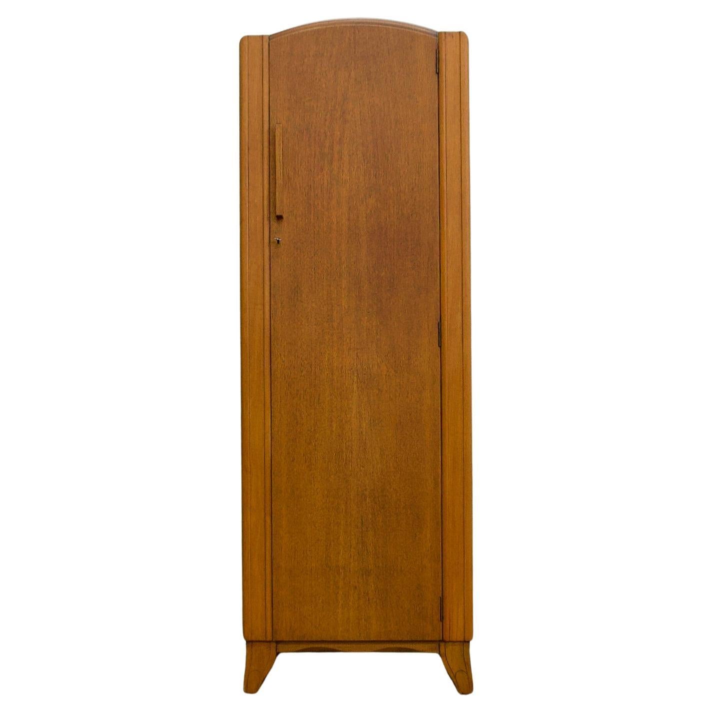 British Vintage Art Deco Style Oak Wardrobe from Lebus, 1950s For Sale