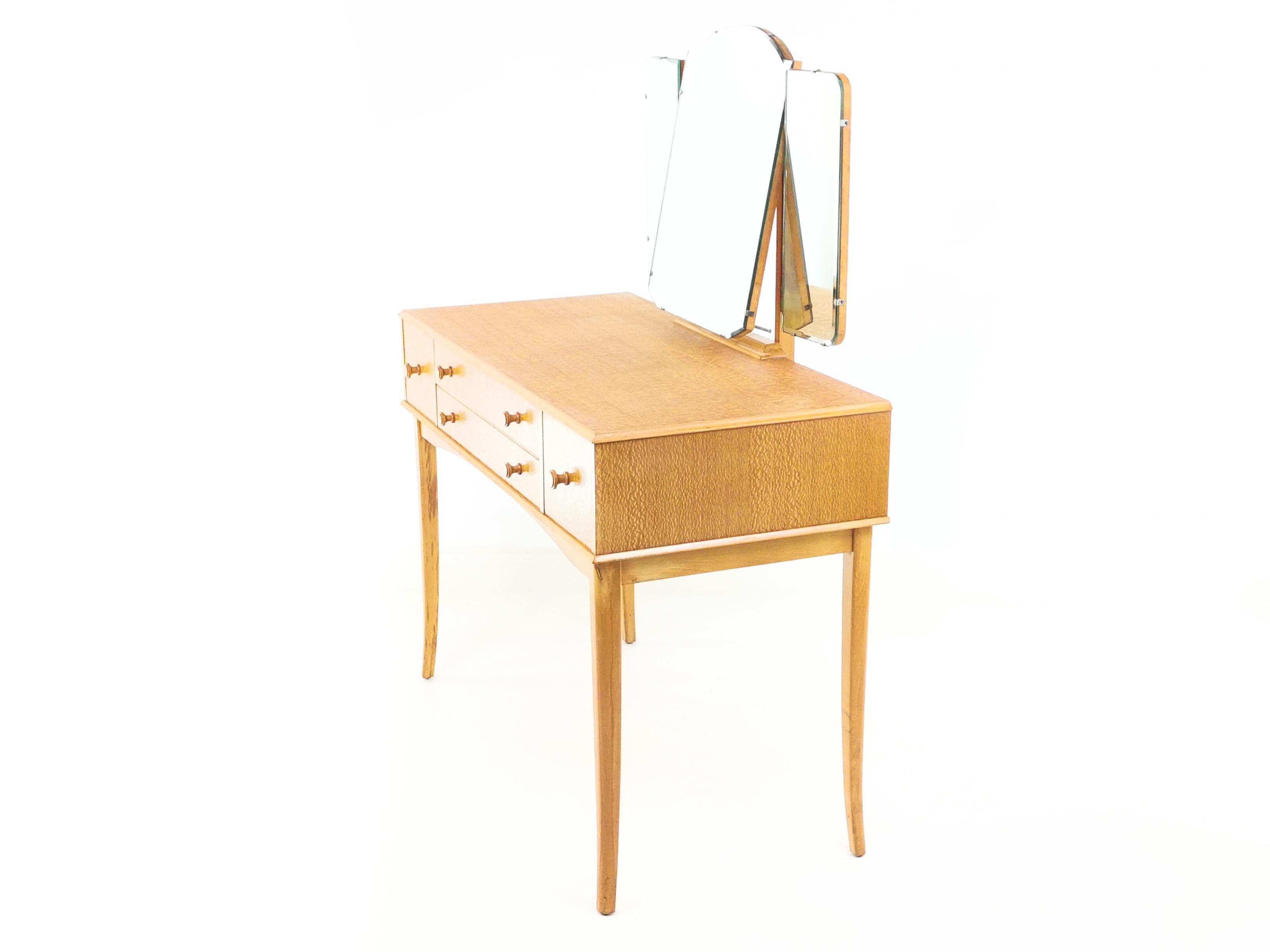 Mid-Century Modern British Vintage CC41 Utility Lacewood Midcentury Dressing Table by Vesper