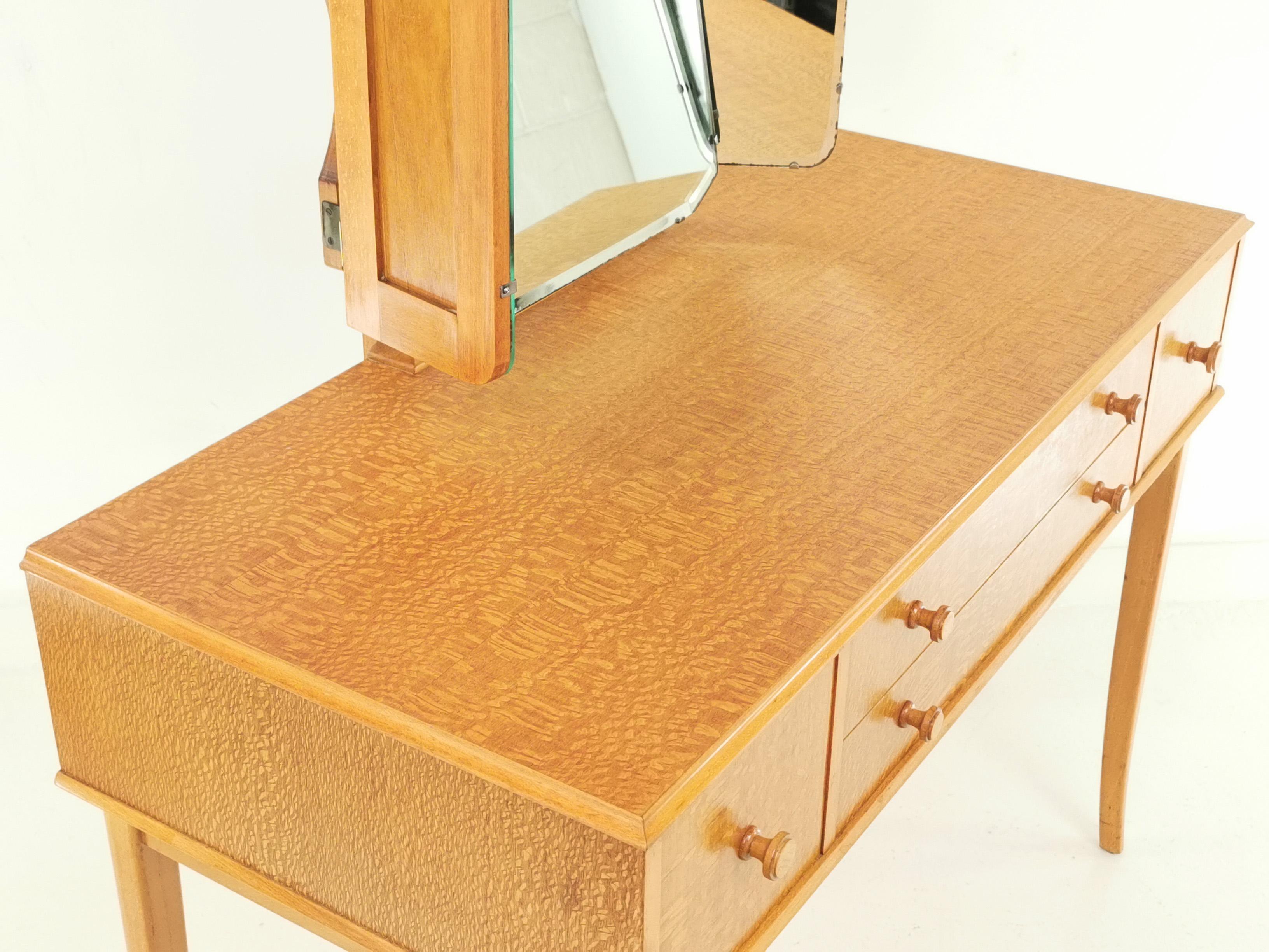 20th Century British Vintage CC41 Utility Lacewood Midcentury Dressing Table by Vesper
