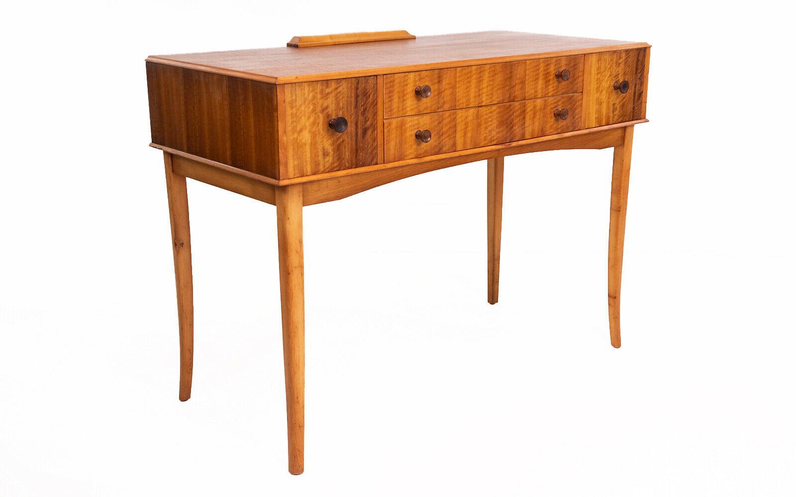British Vintage CC41 Utility Mid Century Lacewood Desk Dressing Table