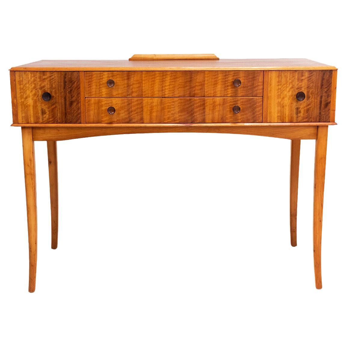 British Vintage CC41 Utility Mid Century Lacewood Desk Dressing Table