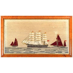 British Woolwork 'Woolie' of Three Ships, circa 1875