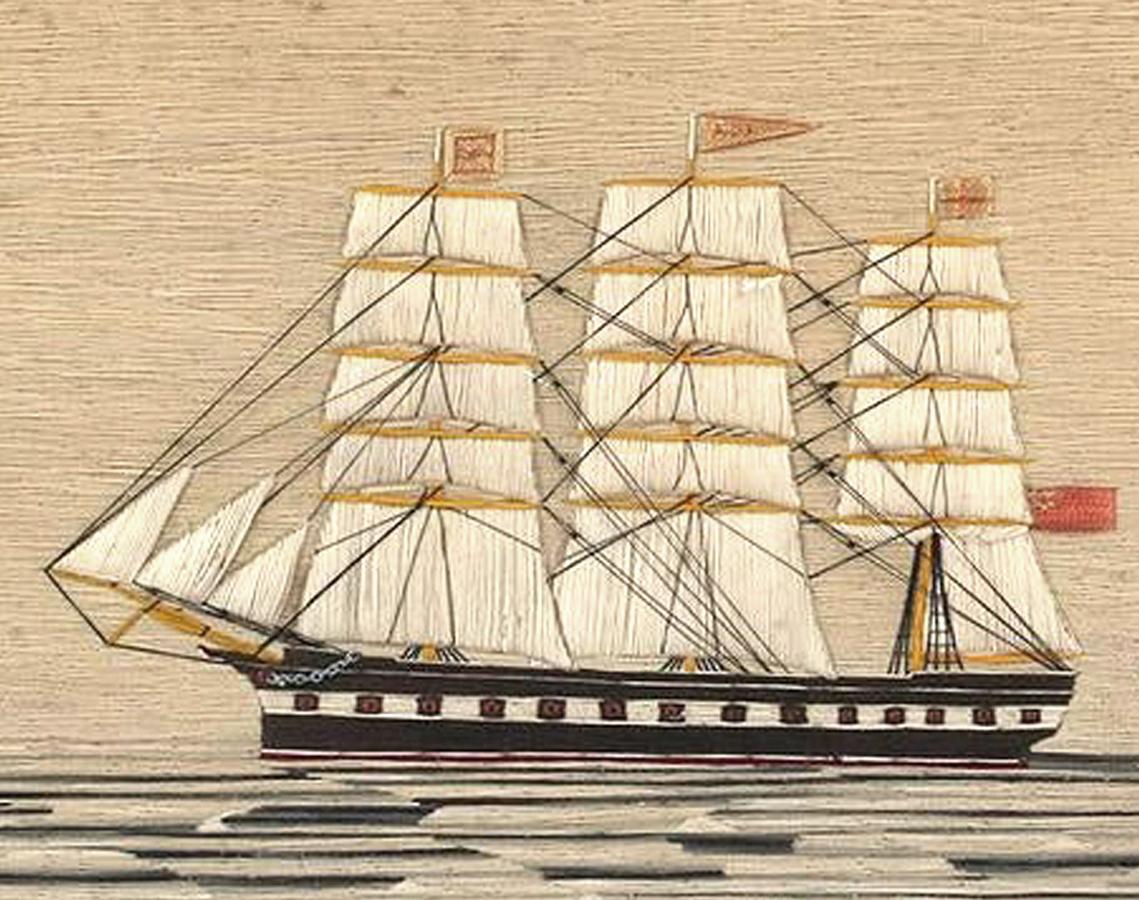 English British Woolwork 'Woolie' of Three Ships For Sale