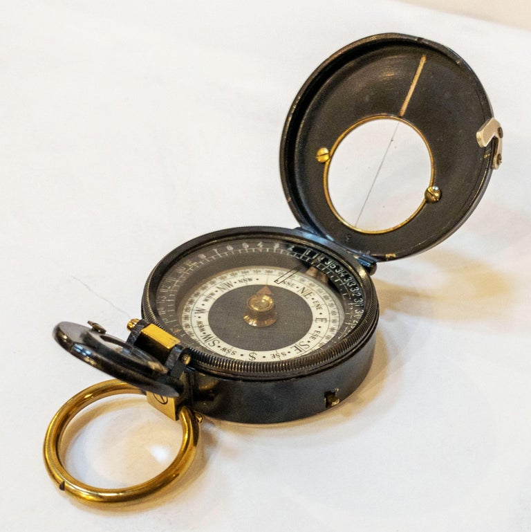 British WWI Marching Compass with Leather Case by Frances Barker at