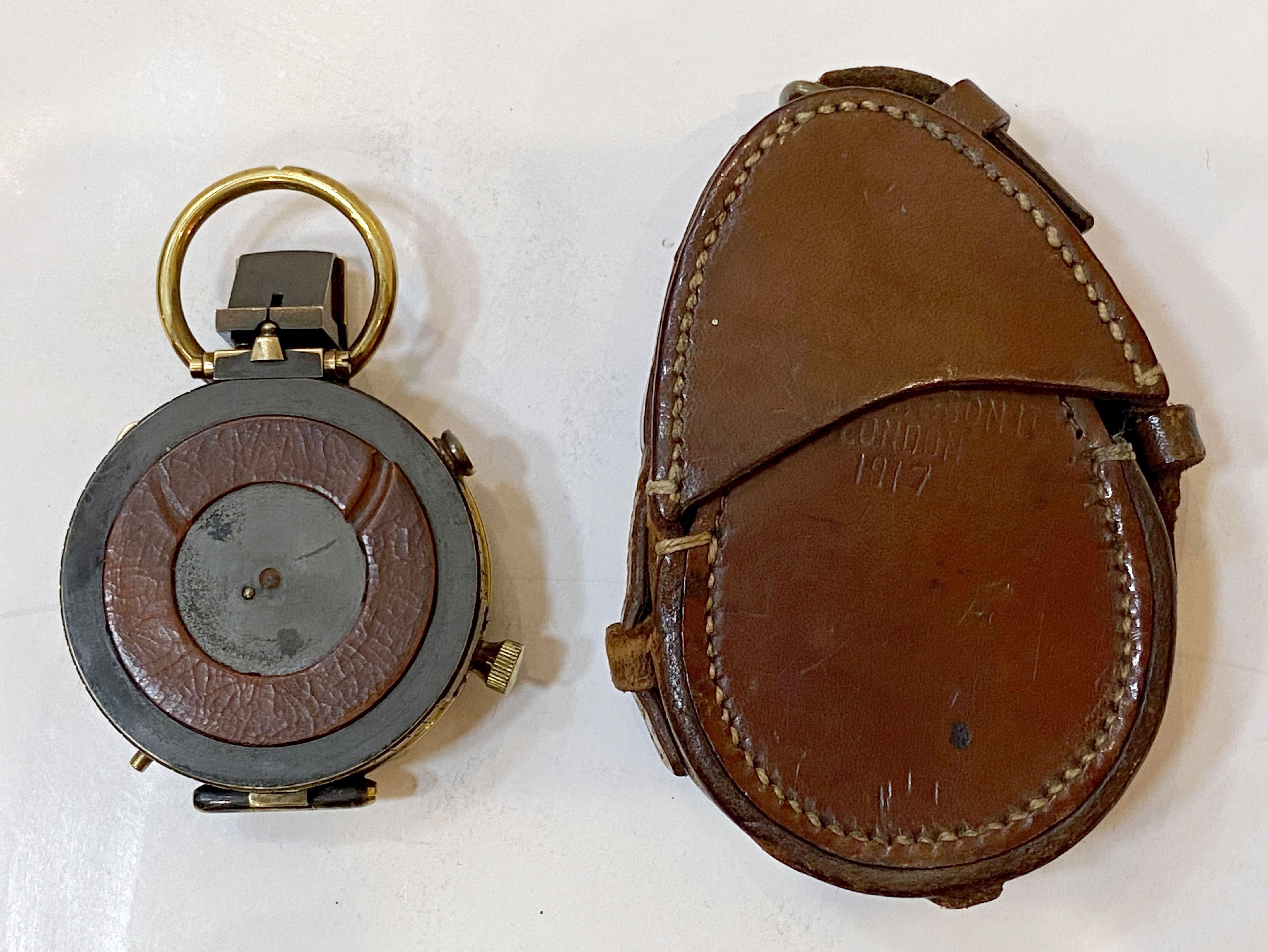 British WWI Marching Compass with Leather Case by Negretti and Zambra 7