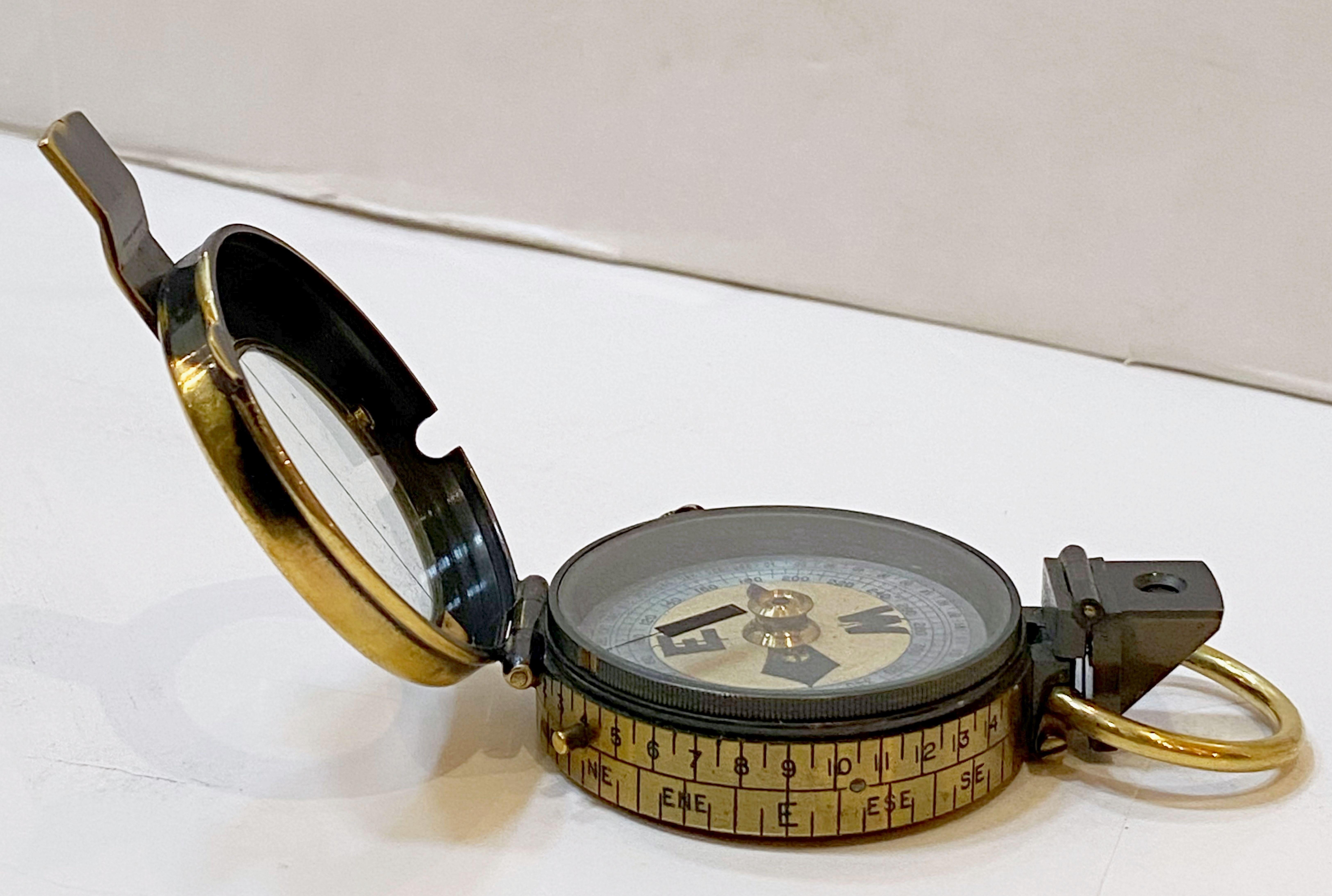 Metal British WWI Marching Compass with Leather Case by Negretti and Zambra