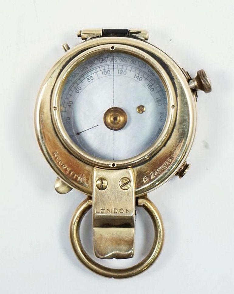 English British WWI Marching Compass with Leather Case by Negretti and Zambra, London