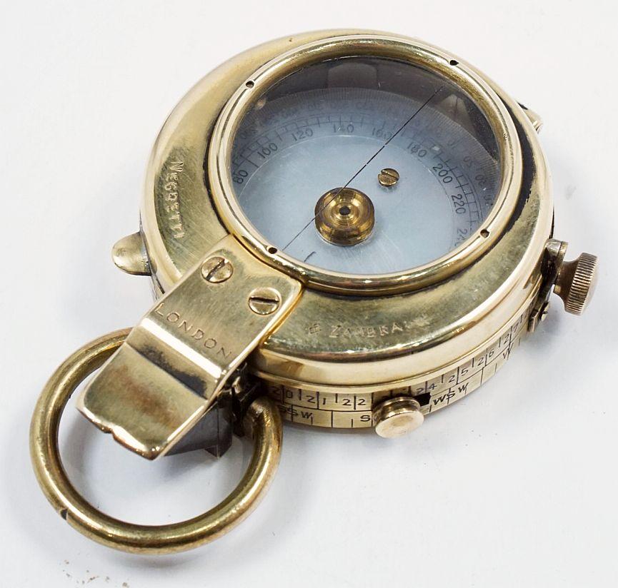 Early 20th Century British WWI Marching Compass with Leather Case by Negretti and Zambra, London