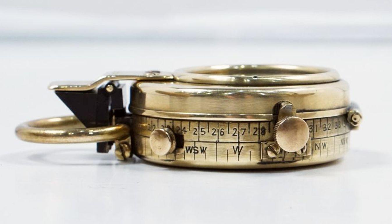 British WWI Marching Compass with Leather Case by Negretti and Zambra, London 1