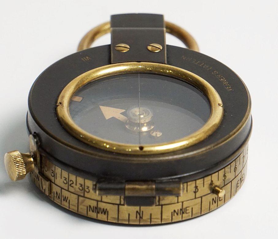 Metal British WWI Marching Compass with Leather Case