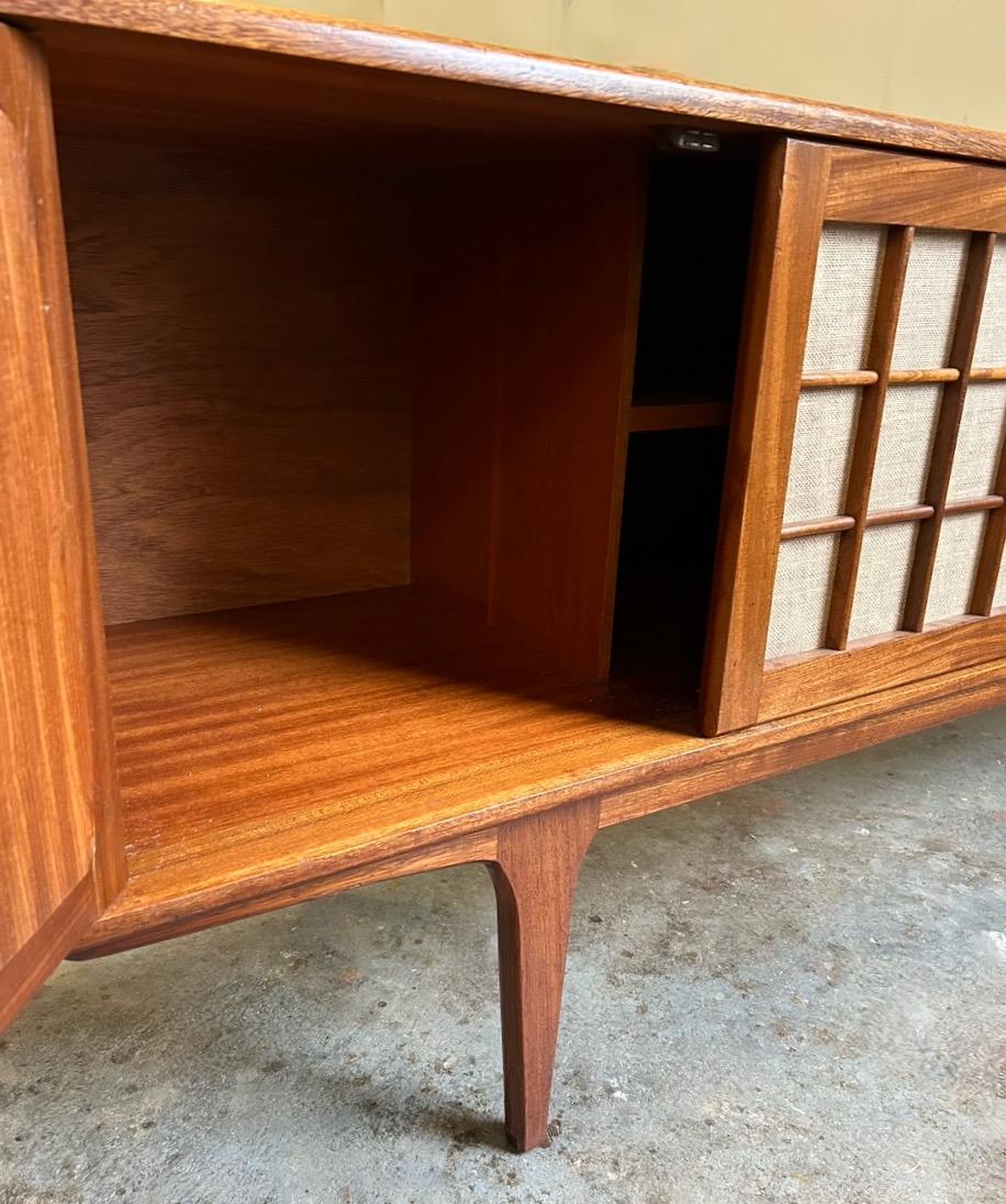 British Younger Teak and Hessian Sideboard Credenza Mid Century 1960s 3