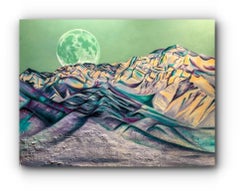 Peinture multimédia abstraite contemporaine «vidence Mountains »