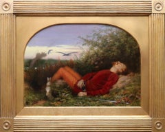 Le Chevalier cabré - Peinture à l'huile anglaise préraphaélite du milieu du 19e siècle