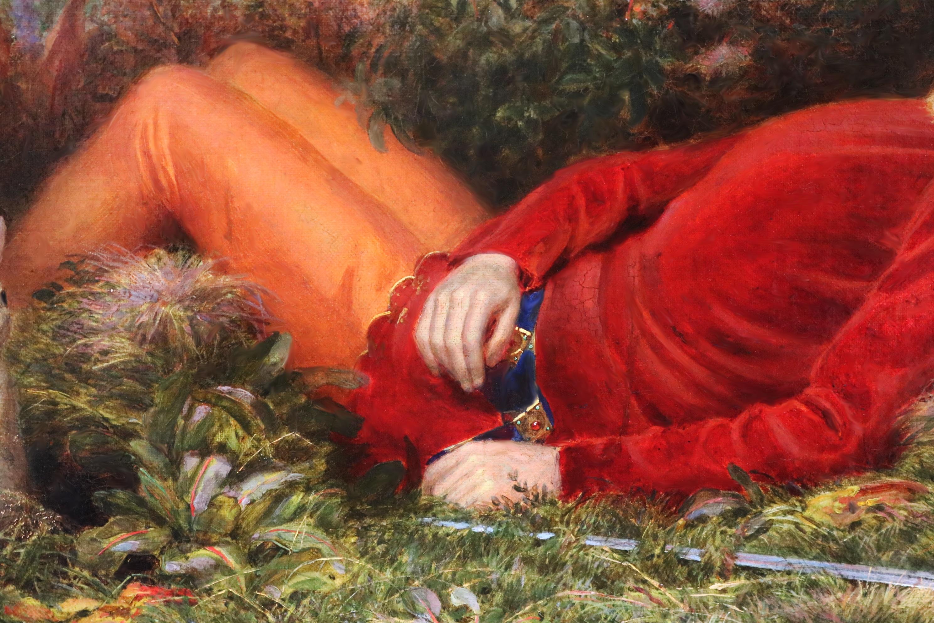 The Fallen Knight - Fine Mid 19th Century Pre-Raphaelite English Oil Painting 2