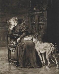 Briton Riviere (1840-1920) - Photogravüre, Lady Tennyson und ihr Wolfshund