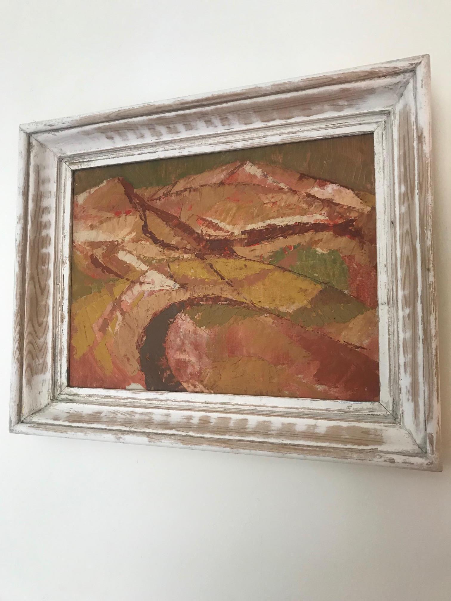 Britsh 1960s Small Abstract Landscape In Fair Condition For Sale In London, GB