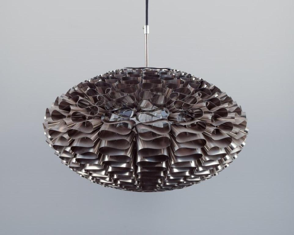 Danish Britt Kornum for Normann Copenhagen. Ceiling lamp in stainless steel.  For Sale