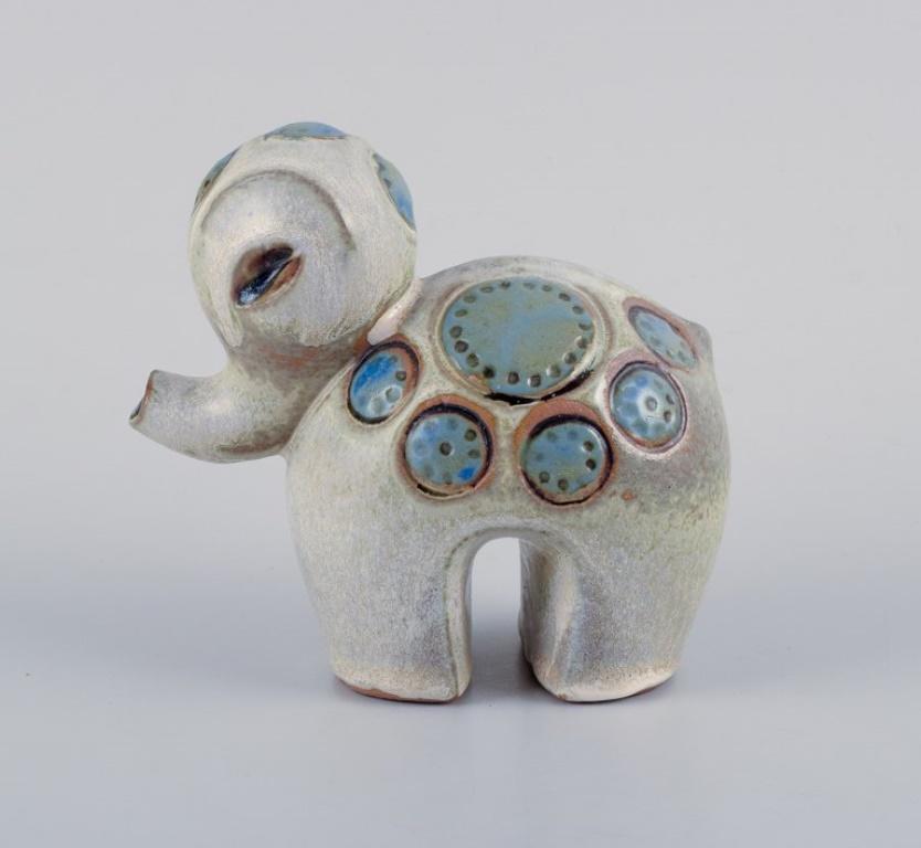 Scandinavian Modern Britt-Louise Sundell for Gustavsberg. Ringo 1 baby elephant in glazed ceramics.  For Sale