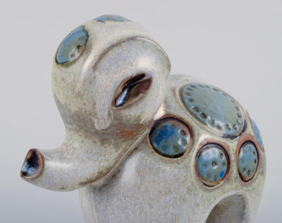 Swedish Britt-Louise Sundell for Gustavsberg. Ringo 1 baby elephant in glazed ceramics.  For Sale
