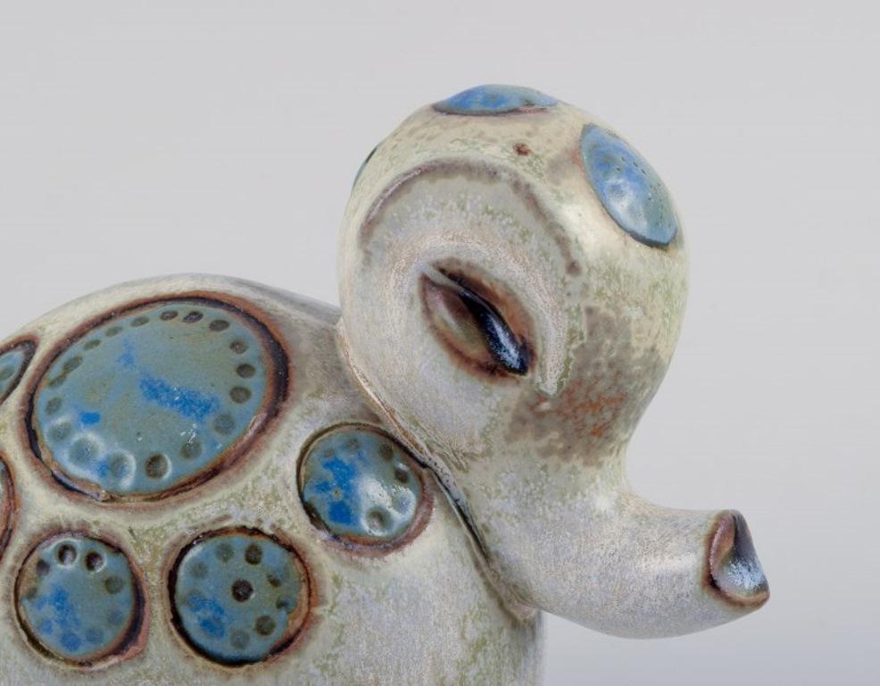 Glazed Britt-Louise Sundell for Gustavsberg. Ringo 1 baby elephant in glazed ceramics.  For Sale