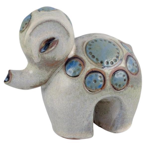 Britt-Louise Sundell for Gustavsberg. Ringo 1 baby elephant in glazed ceramics.  For Sale