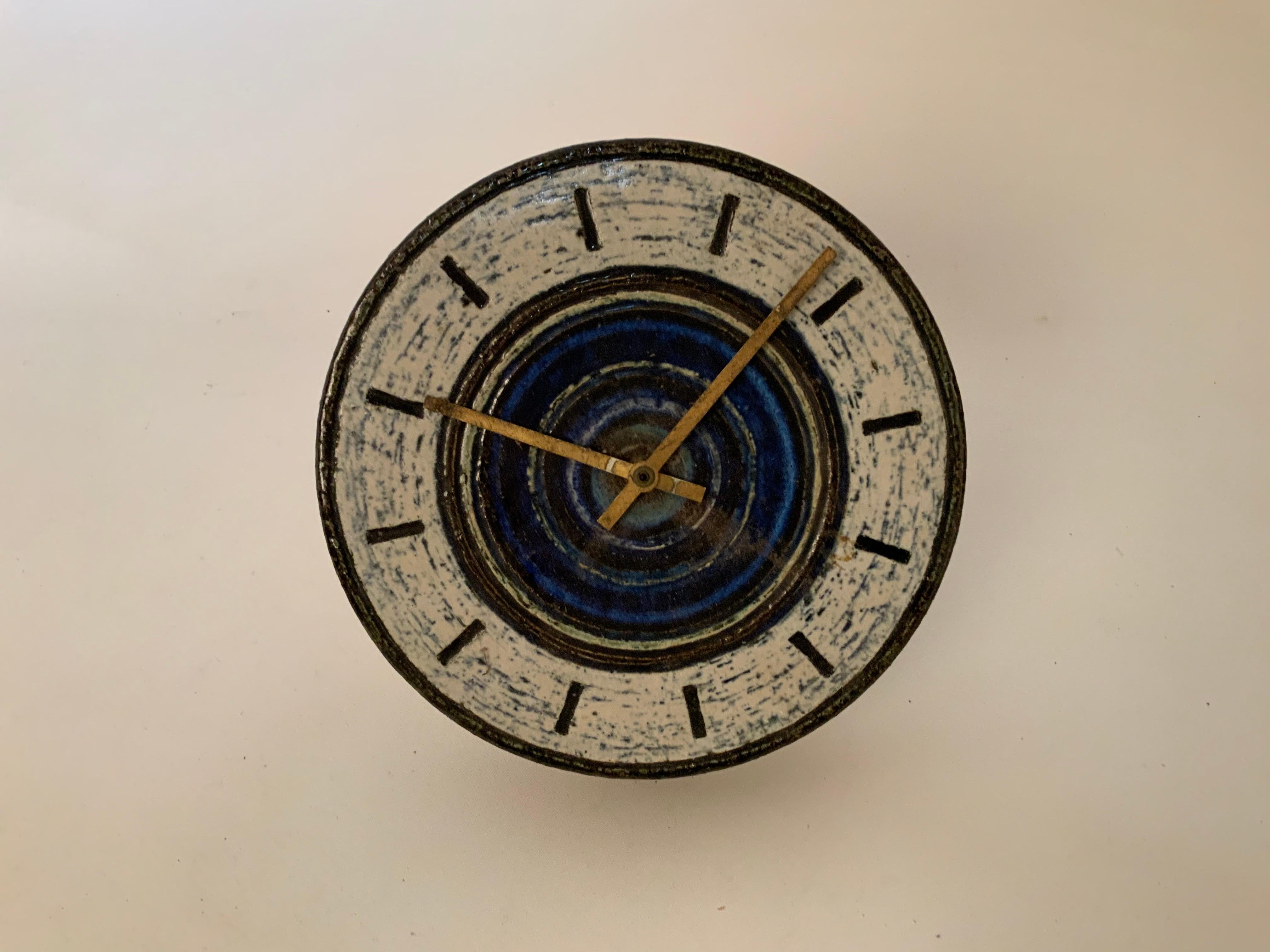 Scandinavian Modern Britt-Louise Sundell for Gustavsberg Sweden Stoneware Clock