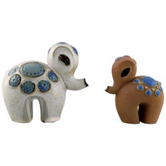 Britt-Louise Sundell for Gustavsberg, Two "Ringo 1" Baby Elephants in Ceramics Britt-Louise Sundell for Gustavsberg, Two "Ringo 1" Baby Elephants in Ceramics