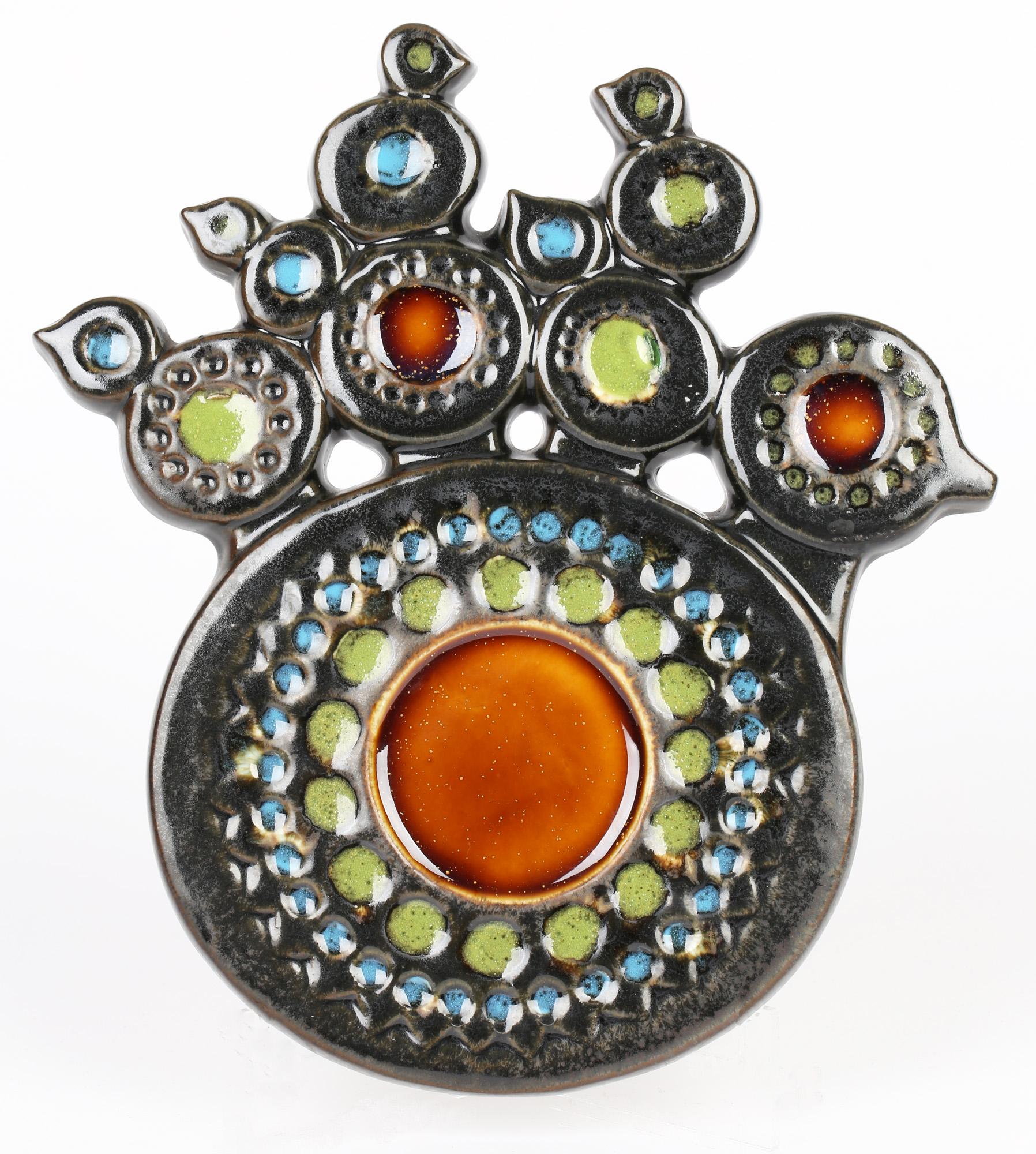 Britt-Louise Sundell Gustavsberg Placa de cerámica sueca abstracta con pájaro estilizado mediados del siglo XX en venta