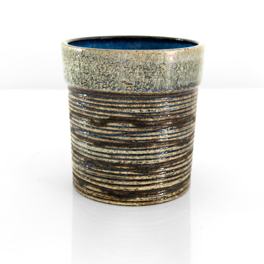 Glazed Britt-Louise Sundell Large Cylinder Vase Scandinavian Modern Gustavsberg For Sale