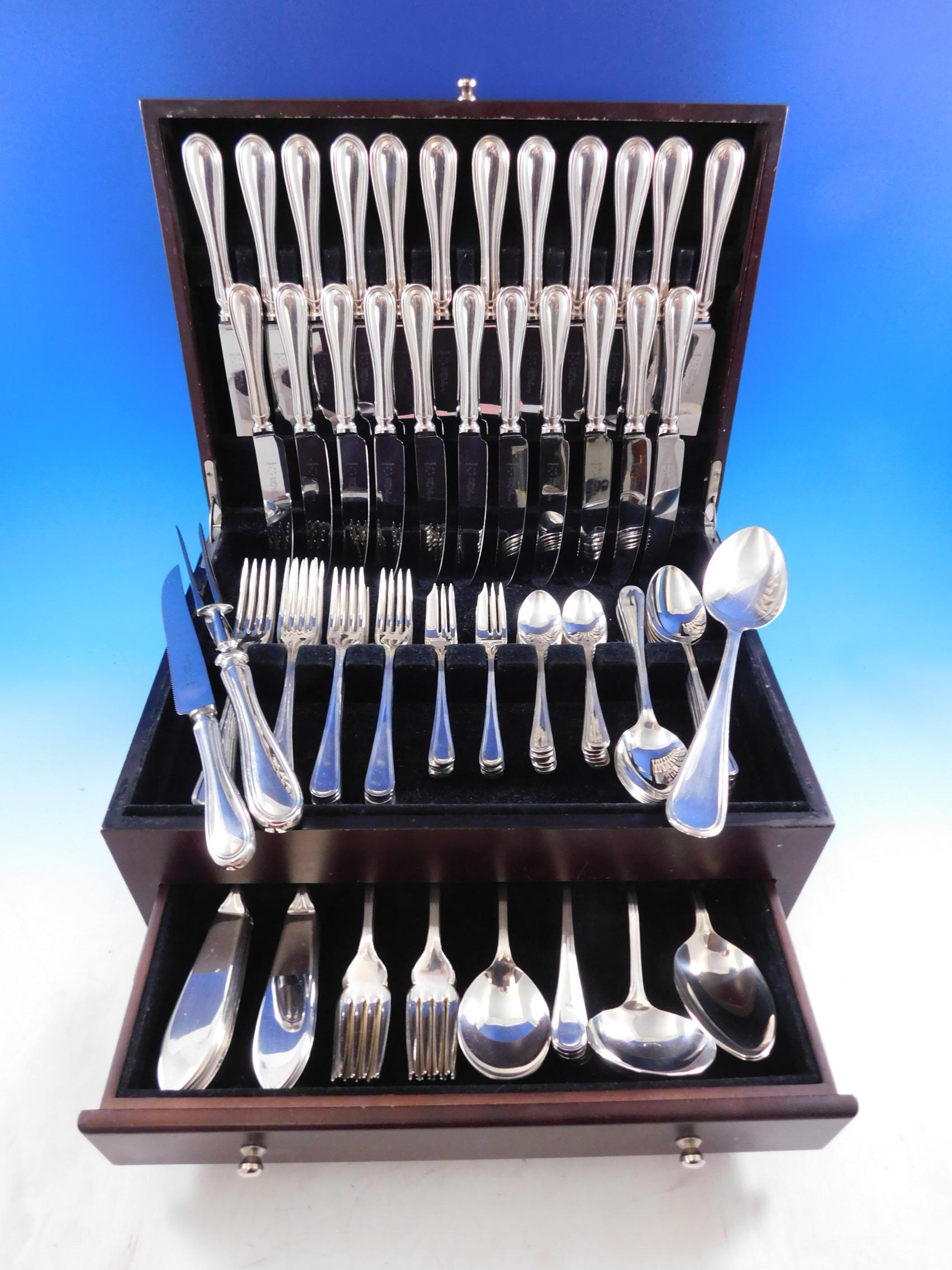Arthur Price is the UK's most desired cutlery brand with a reputation for unparalleled quality, craftsmanship and design since 1902.

Outstanding monumental Brittania by Arthur Price Silverplated Flatware set, 122 pieces. This set includes:

12