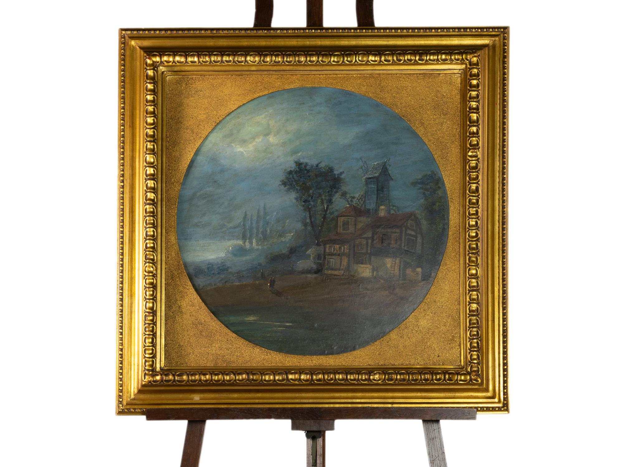 Rundes Ölgemälde auf Holz, Bretagne Nocturne, Bretagne, 1900er Jahre im Angebot 4