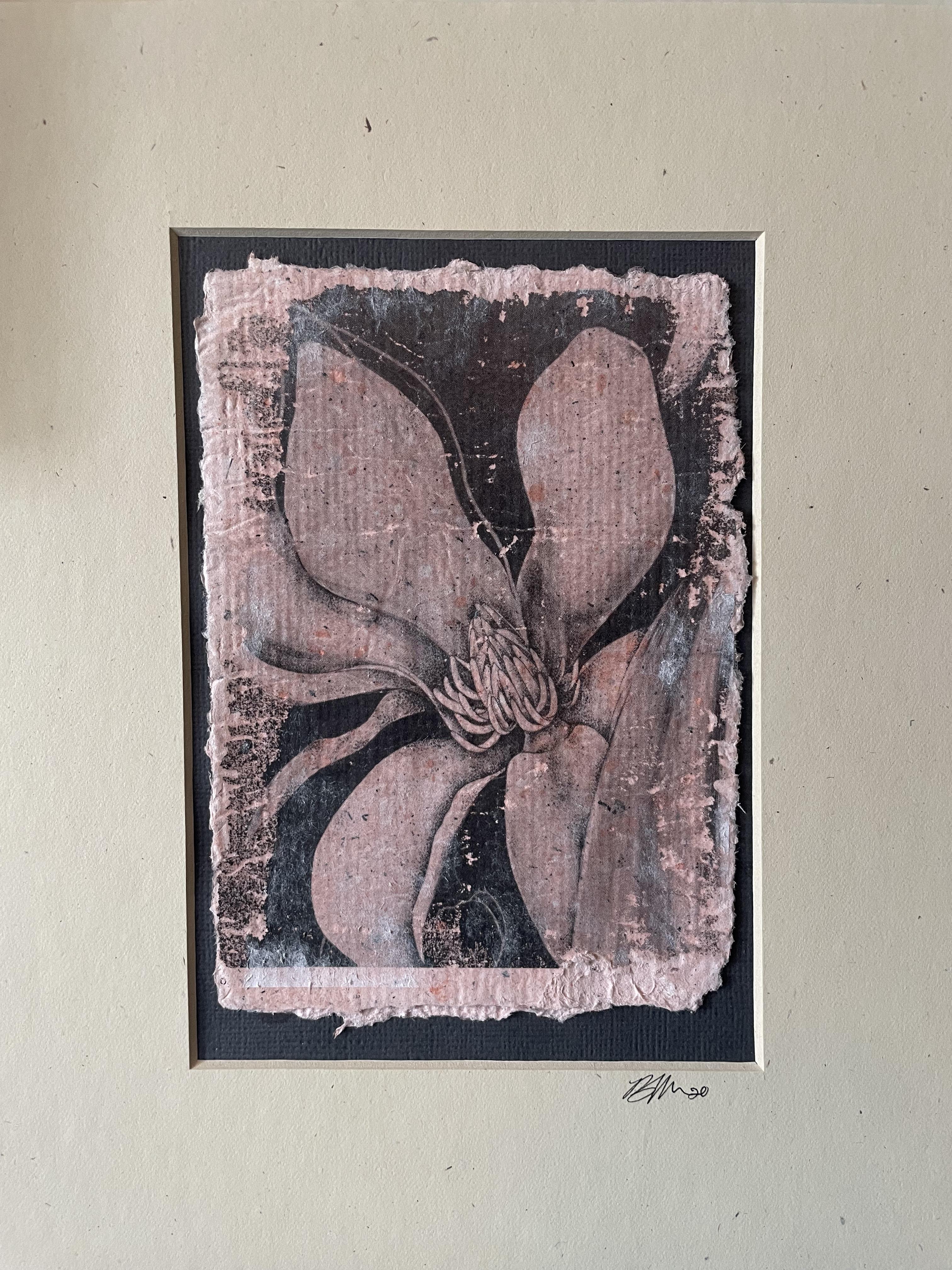 Magnolia II sur rose (monté sur tissu mat) - Print de Brittany Noriega