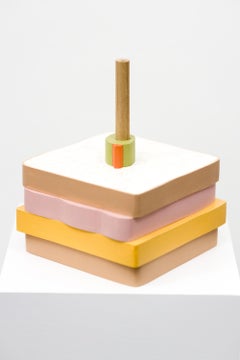 "Ham & Cheese", Deli Sandwich Form Mixed Media Food Motif Sculpture