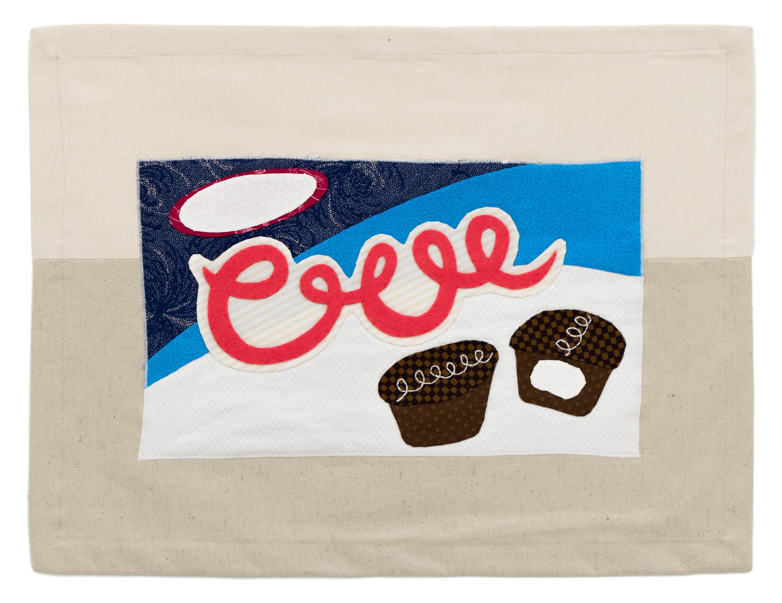 "Hostess Cupcakes (appliqué)", Playful Contemporary Food Textile Artwork - Mixed Media Art by Brittany Powell Parich