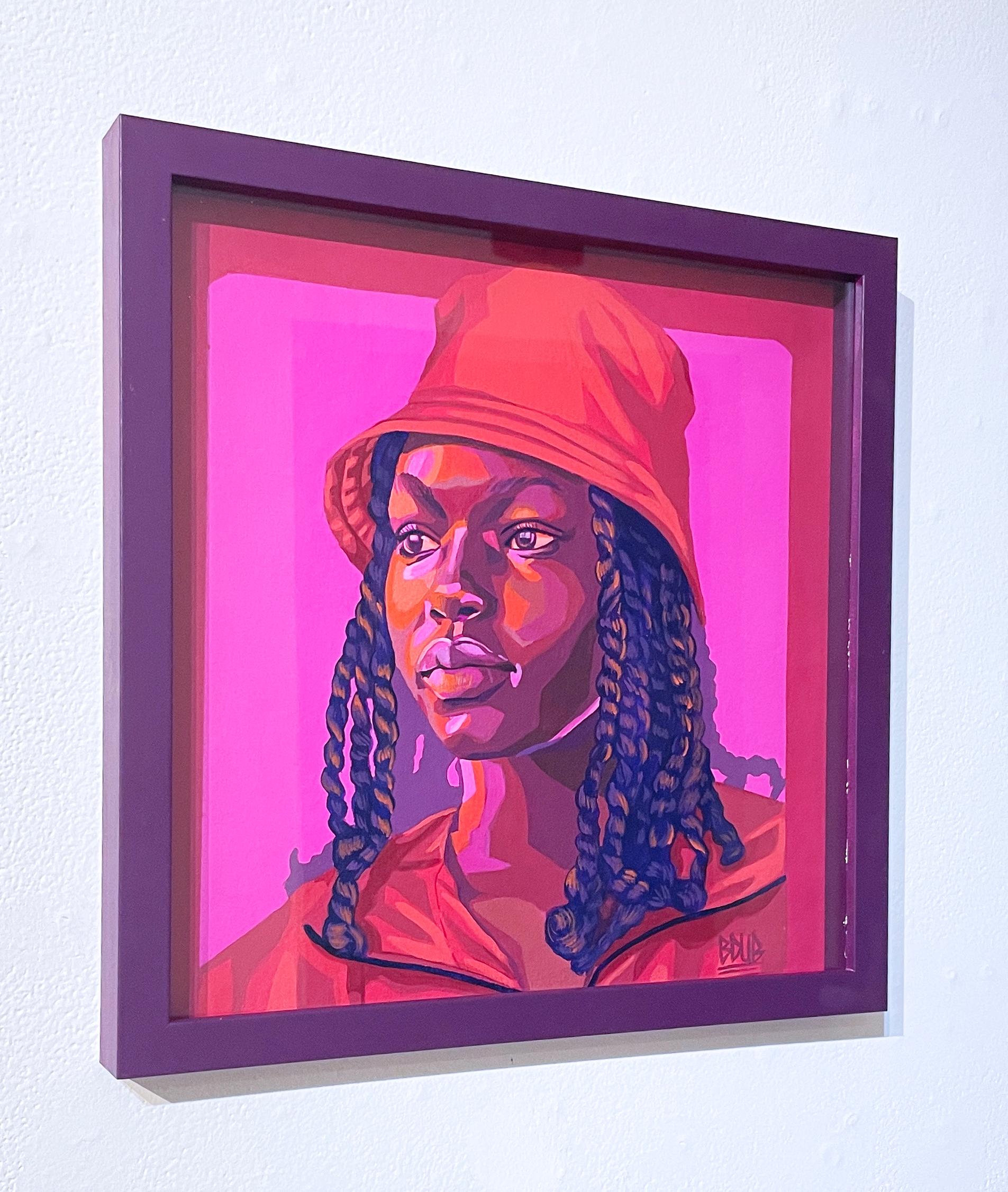 Carmine (2023), pop figurative portrait, street art, pink, purple, red, orange For Sale 1