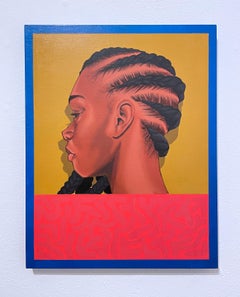 Untited (2018), figurative portrait, female face, street art, geometric pattern