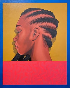 Untited (2018), figurative portrait, female face, street art, geometric pattern