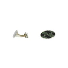 Brixton & Gill Green or Black Enameled Oval Cufflinks