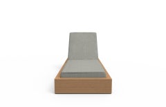 Brixton Teak Chaise Lounge 'Grade A' Wire Brushed Natural Wood, Canvas Granite