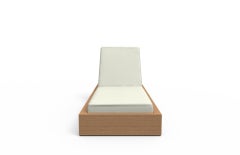 Brixton Teak Chaise Lounge 'Grade A' Wire Brushed Natural Wood, Canvas Natural