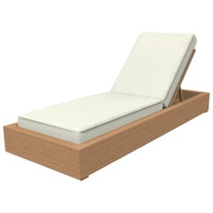 Brixton Teak Chaise Lounge 'Grade A' Wire Brushed Natural Wood, Canvas Natural